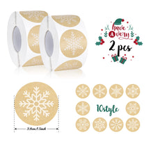 Load image into Gallery viewer, 1000 Pcs Snowflakes Christmas Stickers Round Snowflake Kraft Paper Pasal 