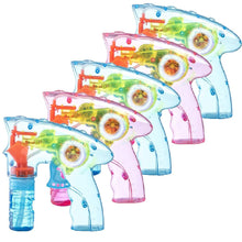 Load image into Gallery viewer, Pack of 5 wind up bubble shooter gun LED light Bubble Makers Pasal 
