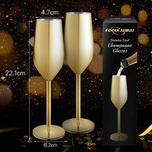Load image into Gallery viewer, Gold Stainless Steel Champagne Flute Stainless Steel Champagne Flutes Glass Set of 2 Champagne Glasses Pasal 