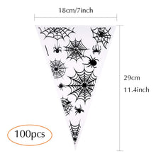 Load image into Gallery viewer, MIAHART 100 Counts Spider Patterned Halloween Cone Cellophane Bags Gift Bags MIAHART 