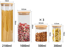 Load image into Gallery viewer, Glass Jars with Bamboo Lids Silicon Ring Set of 6 Storage Jars &amp; Canisters Pasal 
