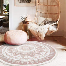 Load image into Gallery viewer, Cotton Round Rug with Tassels Hand Woven Carpet Area Rugs Pasal 