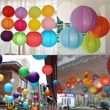 Load image into Gallery viewer, Paper Lanterns Colorful Round Handmade with Metal Frame