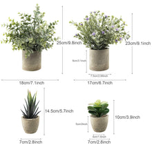 Load image into Gallery viewer, Small Potted Artificial Plants 4 Pack Artificial Plants Pasal 