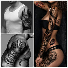 Load image into Gallery viewer, 46 Sheets Full Arm Waterproof Temporary Tattoos For Men Women Lion Tiger Clock Flower Skeleton Animals Fake Tattoos Temporary Tattoos Pasal 