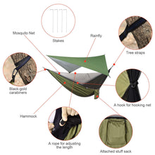 Load image into Gallery viewer, Camping Hammock with Mosquito Net and Tarp Rain Cover and Tree Straps Hammocks &amp; Loungers Pasal 