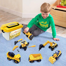 Load image into Gallery viewer, Construction Vehicles Excavators Truck Toy with Storage Box, 6 in 1 DIY Unknown Pasal 