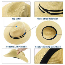 Load image into Gallery viewer, Unisex Straw Sun Hat Women Men Panama Hats Pasal 