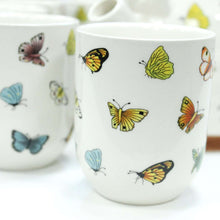 Load image into Gallery viewer, Ceramic Herbal Teapot Set With Six Matching Cups Butterfly Design - handmade items, shopping , gifts, souvenir