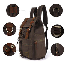 Load image into Gallery viewer, Vintage Unisex Casual Leather Backpack Canvas Rucksack - handmade items, shopping , gifts, souvenir