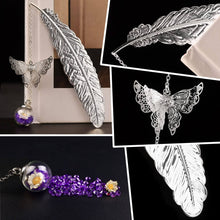Load image into Gallery viewer, Metal Feather Bookmark 3D Butterfly Pendant Unique Bookmarks Pasal 
