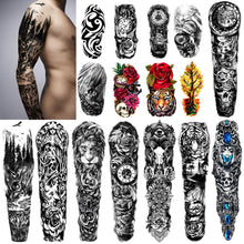 Load image into Gallery viewer, Extra Large waterproof Temporary Tattoos 8 Sheets Full Arm Fake Tattoos and 8 Sheets Half Arm Tattoo Stickers for Men and Women Temporary Tattoos Pasal full arm 2 