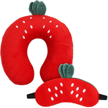 Load image into Gallery viewer, Strawberry Eye Mask and Memory Foam Neck Pillow Travel Pillows Pasal 
