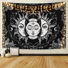 Load image into Gallery viewer, Sun and Moon Tapestry Black and White Large Tablecloths Tapestries Pasal 