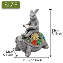 Load image into Gallery viewer, Solar Garden Outdoor 23cm Rabbit on Turtle Garden Statue Statues Pasal 
