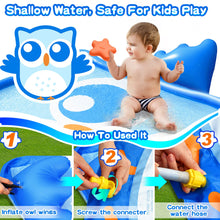 Load image into Gallery viewer, Splash Pad 70 Inches Owl Shape Splash Pad Sprinkler Play Mat Sprinklers Pasal 