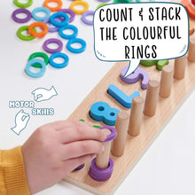 Load image into Gallery viewer, Counting Wooden Toys For Kids Sorting, Stacking &amp; Plugging Toys Pasal 