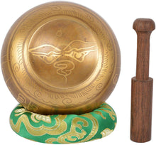 Load image into Gallery viewer, Meditation Tibetan Singing Bowl with Special Etching and Ethnic pouch For Relaxation &amp; Healing - handmade items, shopping , gifts, souvenir