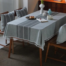 Load image into Gallery viewer, Washable Cotton Linen Table Cloth Stitching Tassel Design Tablecloth Tablecloths Pasal 