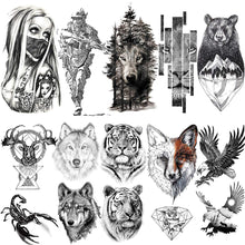 Load image into Gallery viewer, 10 Sheets Large Realistic Animal Tiger Temporary Tattoos For Men Women Kids Temporary Tattoos Pasal 