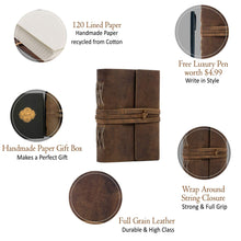 Load image into Gallery viewer, Leather Journal Lined Paper with luxury pen Diaries Pasal 