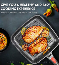 Load image into Gallery viewer, 26CM Square Griddle Pan Nonstick Die Casting Aluminum Induction Grill Pan Unknown Pasal 