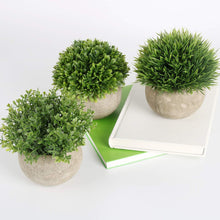 Load image into Gallery viewer, Artificial Plant Round Grass Set of 3 With Grey Pot Artificial Plants Pasal 