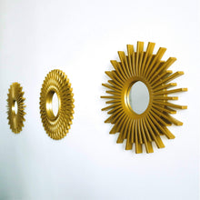 Load image into Gallery viewer, Wall Mirrors Pack of 3 Gold Mirrors for Living Room Wall-Mounted Mirrors Pasal 