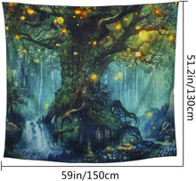 Load image into Gallery viewer, Wall Hanging Tapestry Tree Of Life In Psychedelic Forest Under Star Moon Night - handmade items, shopping , gifts, souvenir
