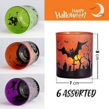 Load image into Gallery viewer, Halloween Candle Holder Decorations Set of 6 Novelty Glass Party Decorations Tea Light Holders Pasal 