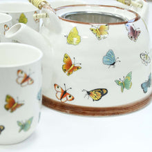 Load image into Gallery viewer, Ceramic Herbal Teapot Set With Six Matching Cups Butterfly Design - handmade items, shopping , gifts, souvenir