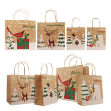 Load image into Gallery viewer, Christmas Kraft Gift Bags 24 Pack 6 Large 6 Medium and 12 Small Size Christmas Theme Printed Goody Bags Gift Bags Pasal 