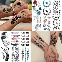 Load image into Gallery viewer, 46 Sheets Large Skull Maori Warrior Temporary Tattoos For Men, Realistic Tiger Owl Flower Temporary Tattoos For Women Temporary Tattoos Pasal 
