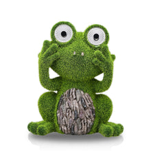 Load image into Gallery viewer, COLLECTIONS Flocked Frog Garden Ornament Outdoor with Solar Powered Light Statues Pasal 