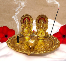 Load image into Gallery viewer, Golden Color Plated Laxmi Ganesha Idol Pooja Thali Pasal 