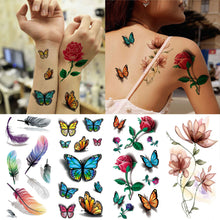 Load image into Gallery viewer, 56 Sheets Variety Colorful Rose Flowers Temporary Tattoos For Women Girls Temporary Tattoos Pasal 
