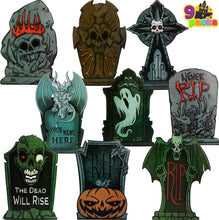 Load image into Gallery viewer, JOYIN Halloween Tombstone Yard Decorations 9 Pack Yard Signs Pasal 