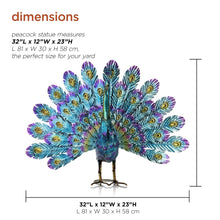 Load image into Gallery viewer, Tall Outdoor Metallic Peacock Tail Corporation 58 cm Statues Pasal 