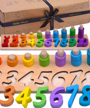 Load image into Gallery viewer, Counting Wooden Toys For Kids Sorting, Stacking &amp; Plugging Toys Pasal 