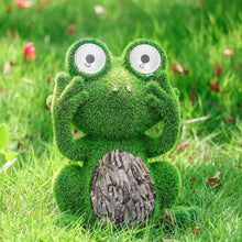 Load image into Gallery viewer, COLLECTIONS Flocked Frog Garden Ornament Outdoor with Solar Powered Light Statues Pasal 