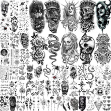 Load image into Gallery viewer, 62 Sheets Wolf Lion Skeleton Temporary Tattoos For Men Women Arm 3D Realistic Tattoo Stickers Temporary Tattoos Pasal 