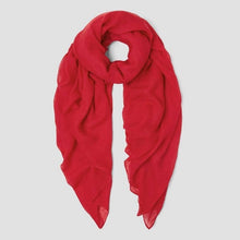 Load image into Gallery viewer, Oversized Scarf with Plain Cotton Design - Wine NinaCollections 
