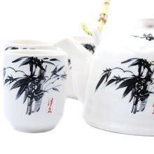 Load image into Gallery viewer, White Ceramic Herbal Teapot Set With Six Matching Cups Butterfly Design - handmade items, shopping , gifts, souvenir