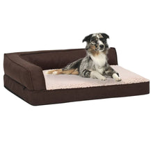 Load image into Gallery viewer, Ergonomic Dog Bed Mattress Linen Look Fleece vidaXL brown and cream 90 x 64 cm 
