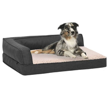 Load image into Gallery viewer, Ergonomic Dog Bed Mattress Linen Look Fleece vidaXL dark grey and cream 75 x 53 cm 