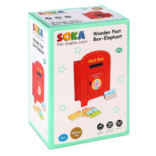 Load image into Gallery viewer, SOKA Wooden Post Box Cute Elephant Stamps and Mail Creative Pretend Play Toy SOKA Play Imagine Learn 