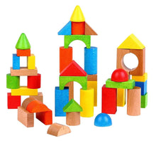 Load image into Gallery viewer, Lelin [50 Blocks] Wooden Building Shape Construction Blocks For Children Kids pasal 
