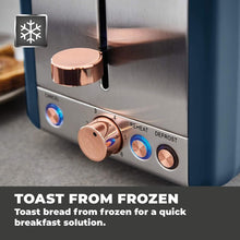 Load image into Gallery viewer, Tower Cavaletto 850W 2 Slice Stainless Steel Toaster - Blue &amp; Rose Gold Tower 