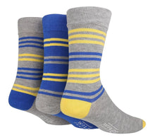 Load image into Gallery viewer, Wildfeet - Mens 3pk Jacquards Socks Pasal Grey / Yellow Stripe 7-11 UK 