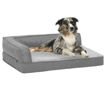 Load image into Gallery viewer, Ergonomic Dog Bed Mattress Linen Look Fleece vidaXL grey 60 x 42 cm 